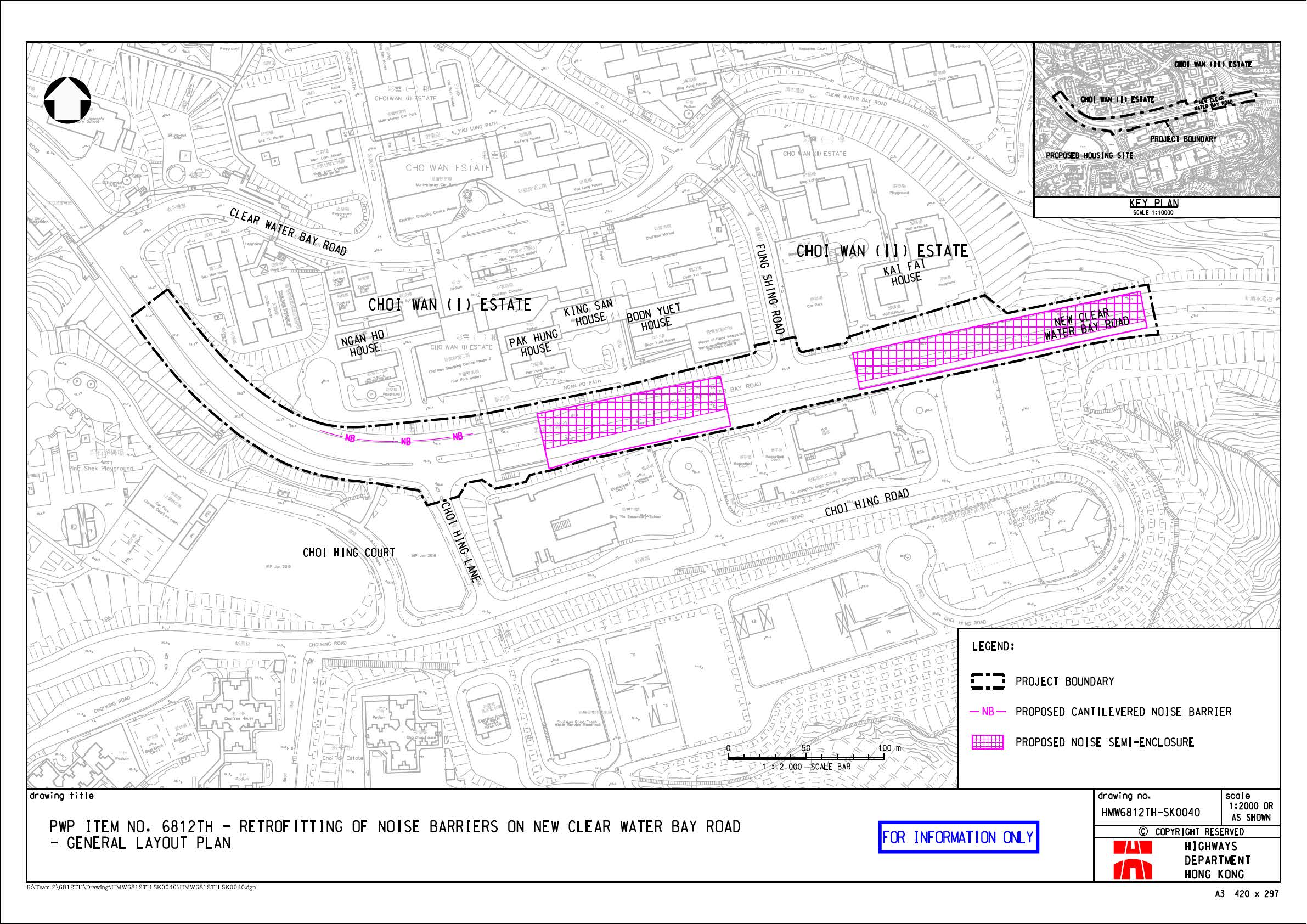 Layout Plan of Retrofitting of Noise Barriers on New Clear Water Bay Road