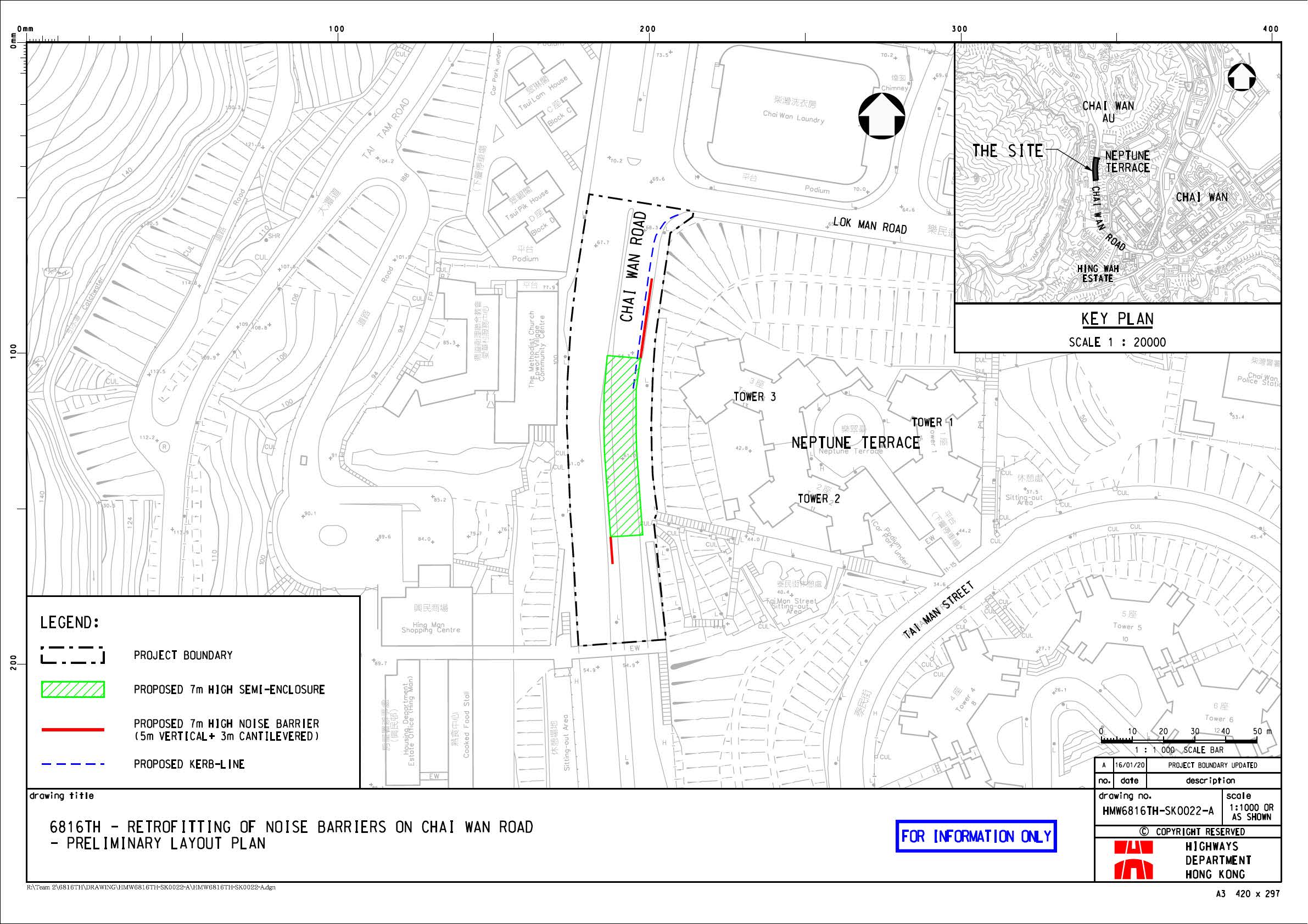 Layout Plan of Retrofitting of Noise Barriers on Chai Wan Road