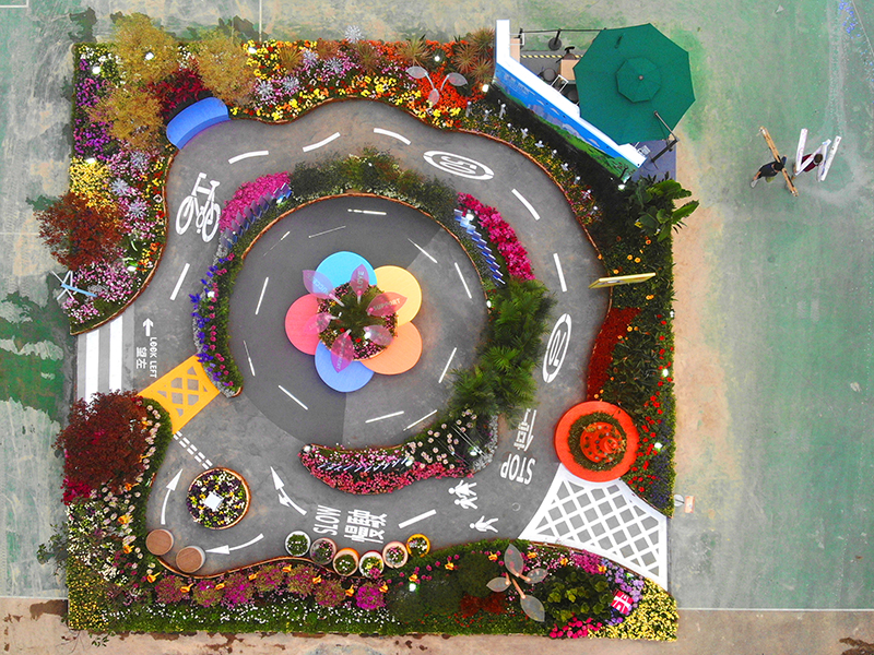 Aerial view of Highways Department's display