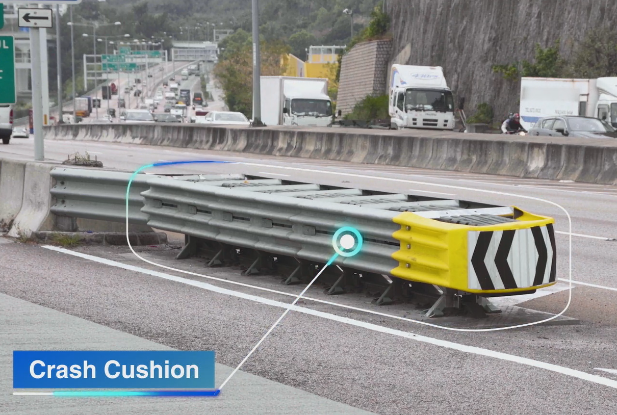 Crash cushion at Tuen Mun Road bus-bus interchange