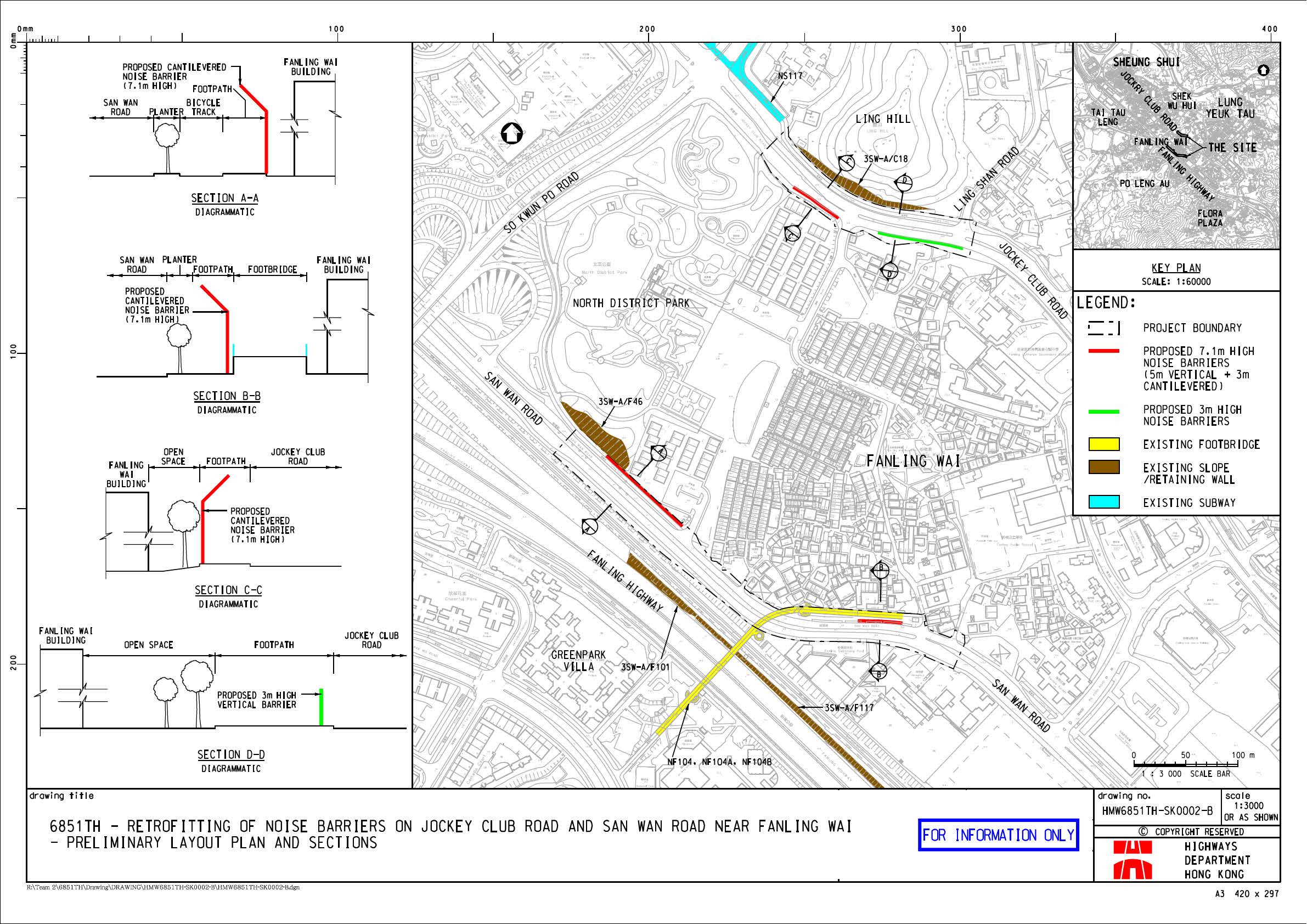 Layout Plan of Retrofitting of Noise Barriers on Jockey Club Road and San Wan Road near Fanling Wai