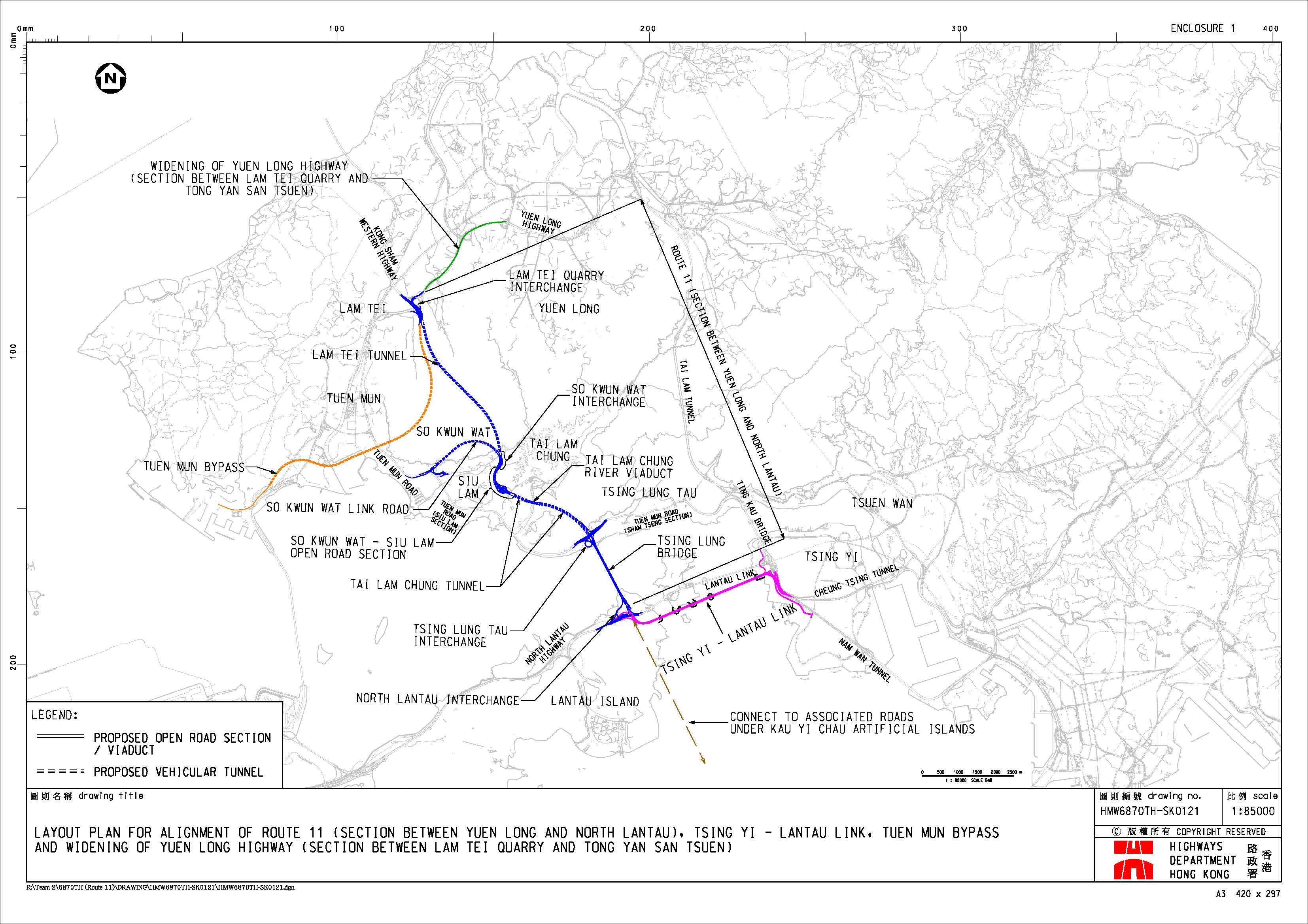 Layout Plan of Route 11 (section between Yuen Long and North Lantau)