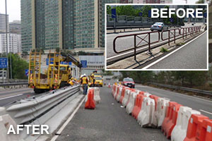 Installation of movable steel barrier at central divider